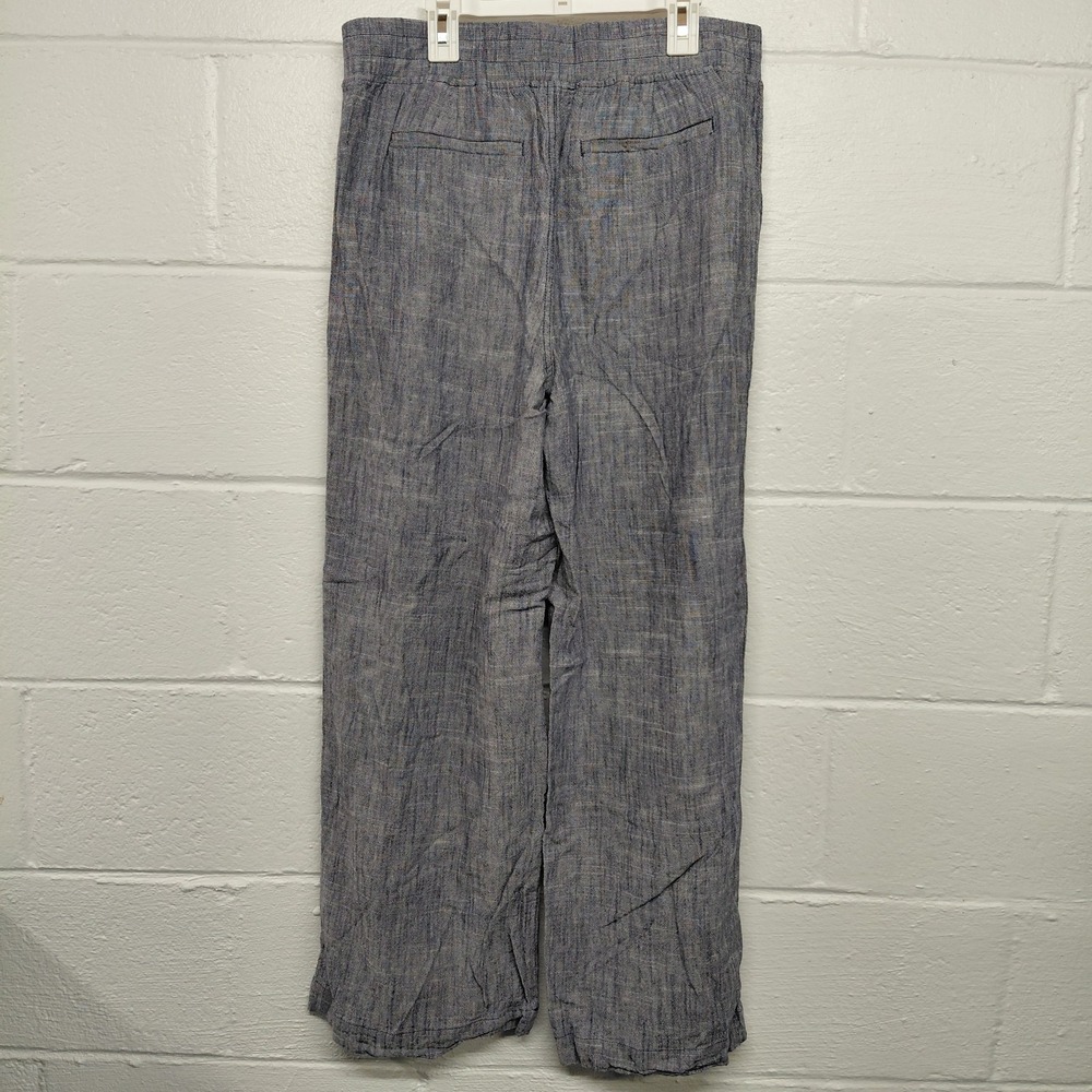 Violets & Roses Women Cropped Linen Pants Size 10/30 Blue Lagernook Coastal - Picture 2 of 11
